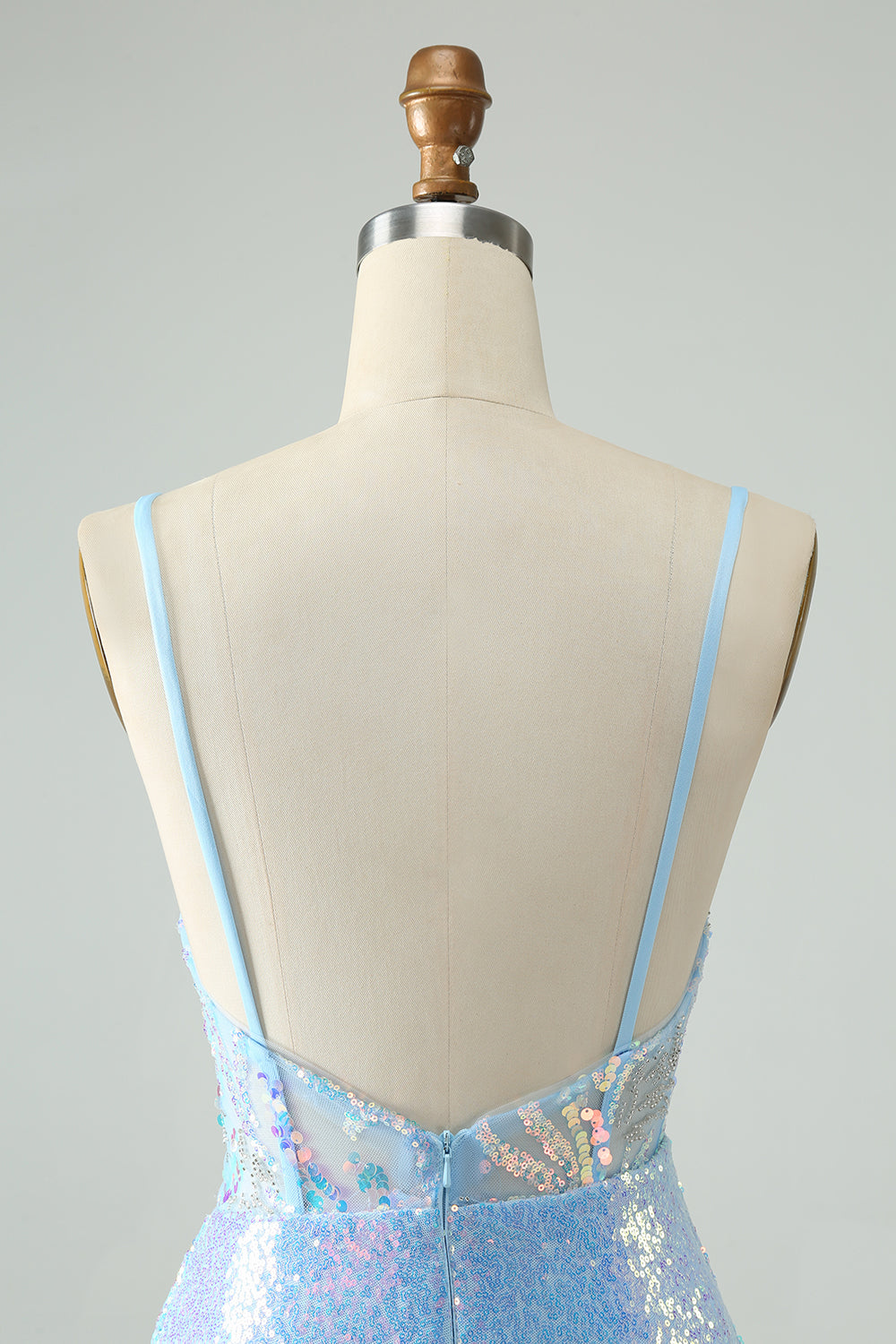 Glitter Tight Spaghetti Straps Corset Short Homecoming Dress with Sequins Sparkly