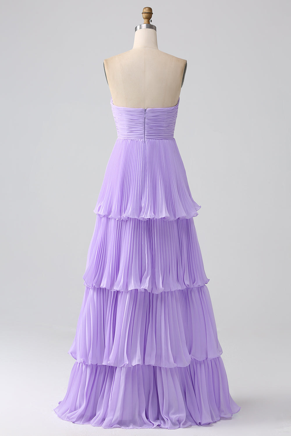 Sky Blue A-Line Sweetheart Tiered Floor Length Chiffon Bridesmaid Dress Lilac Off Shoulder