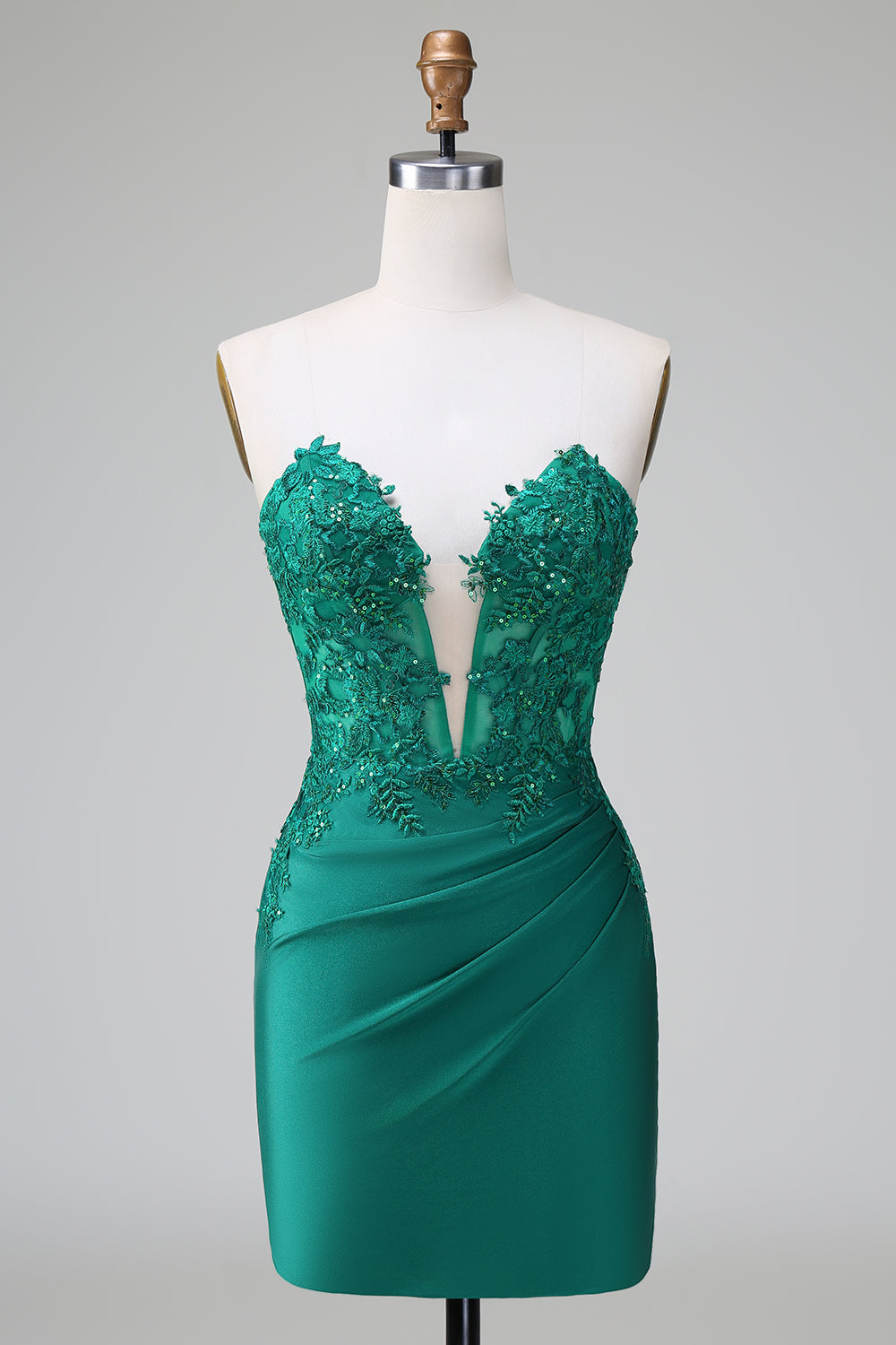 Classy Bodycon Strapless Pleated Short Homecoming Dress with Beading Sexy