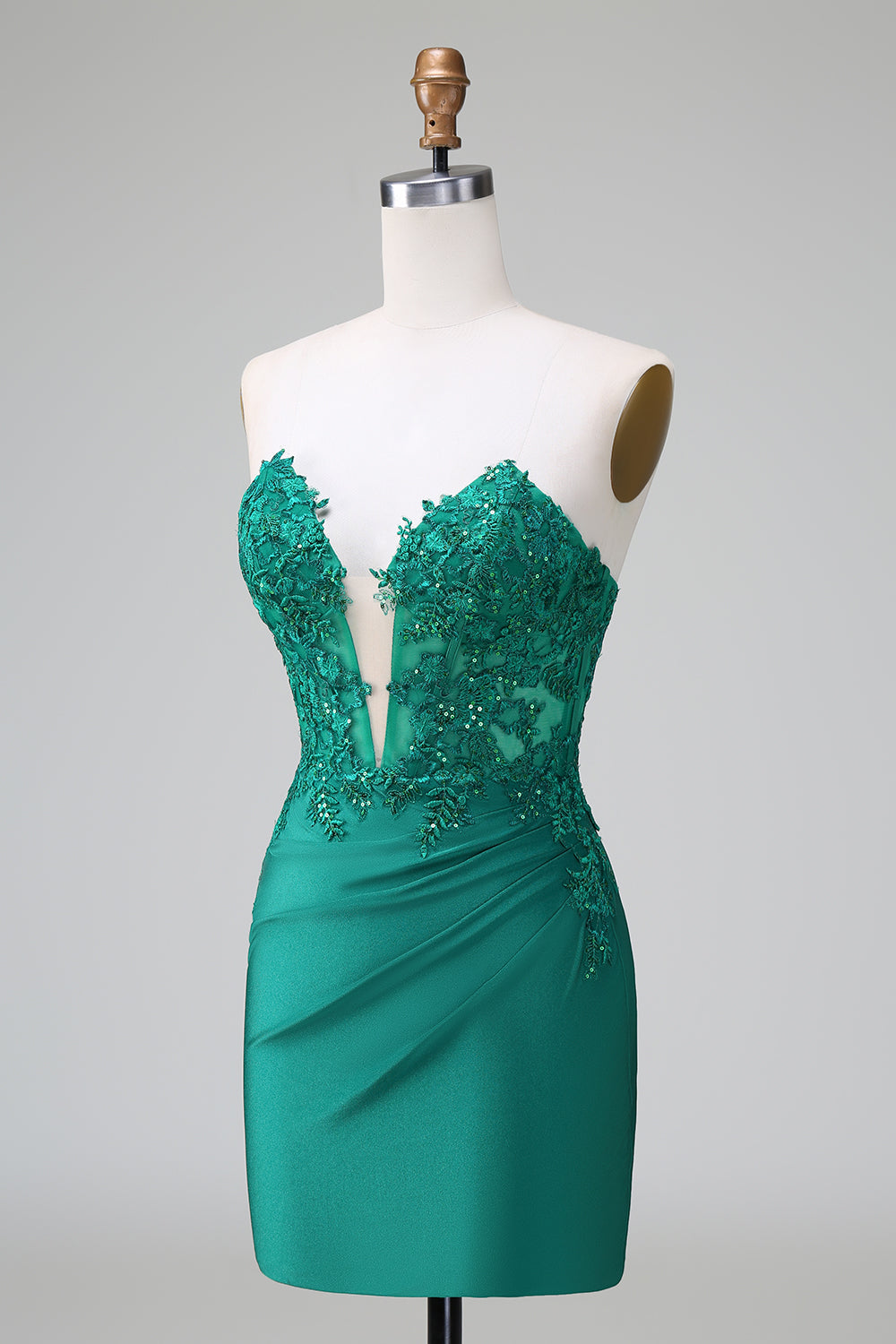 Classy Bodycon Strapless Pleated Short Homecoming Dress with Beading Sexy