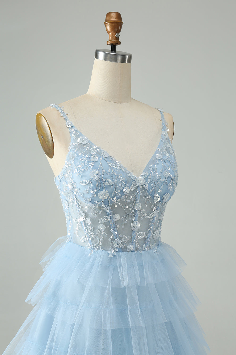 Cute A Line Spaghetti Straps Tiered Short Homecoming Dress with Sequins Beautiful
