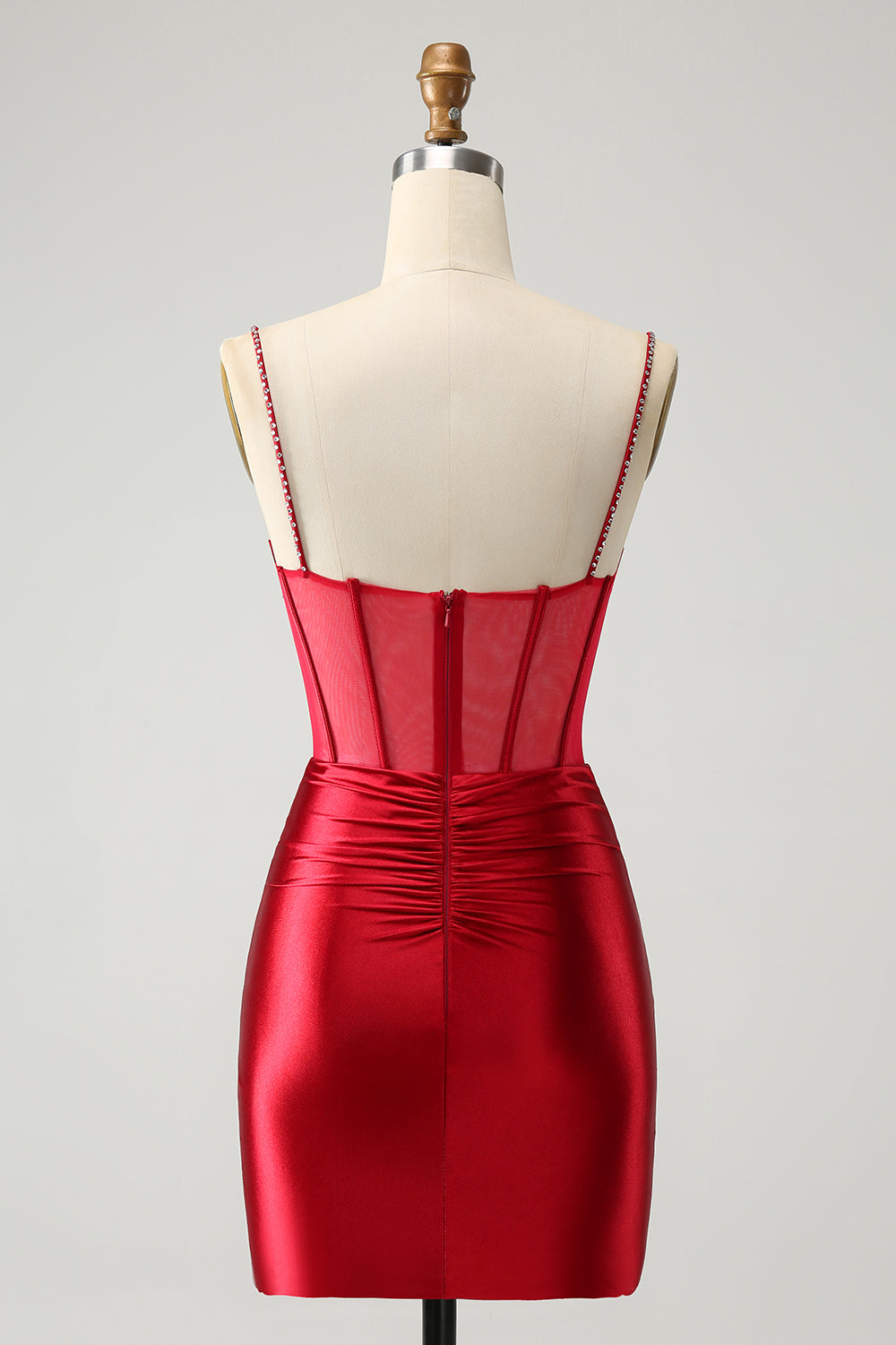 Chic Bodycon Pleated Corset Short Homecoming Dress with Beading Sexy