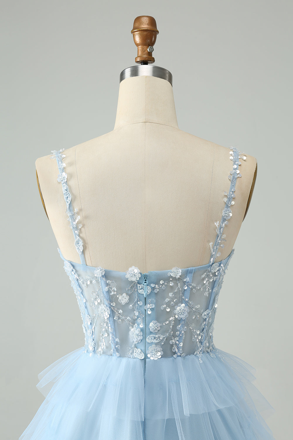 Cute A Line Spaghetti Straps Tiered Short Homecoming Dress with Sequins Beautiful