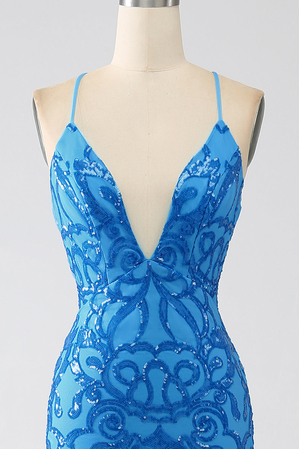 Mermaid Spaghetti Straps Deep V Neck Sequins Long Prom Dress Sexy Evening Dresses