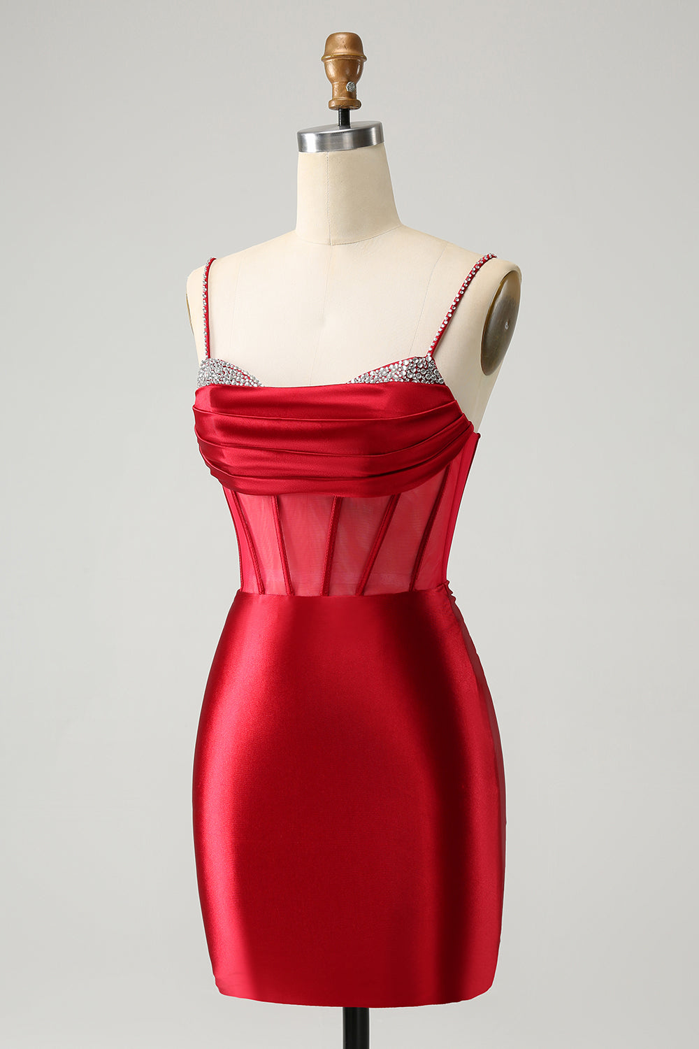 Chic Bodycon Pleated Corset Short Homecoming Dress with Beading Sexy