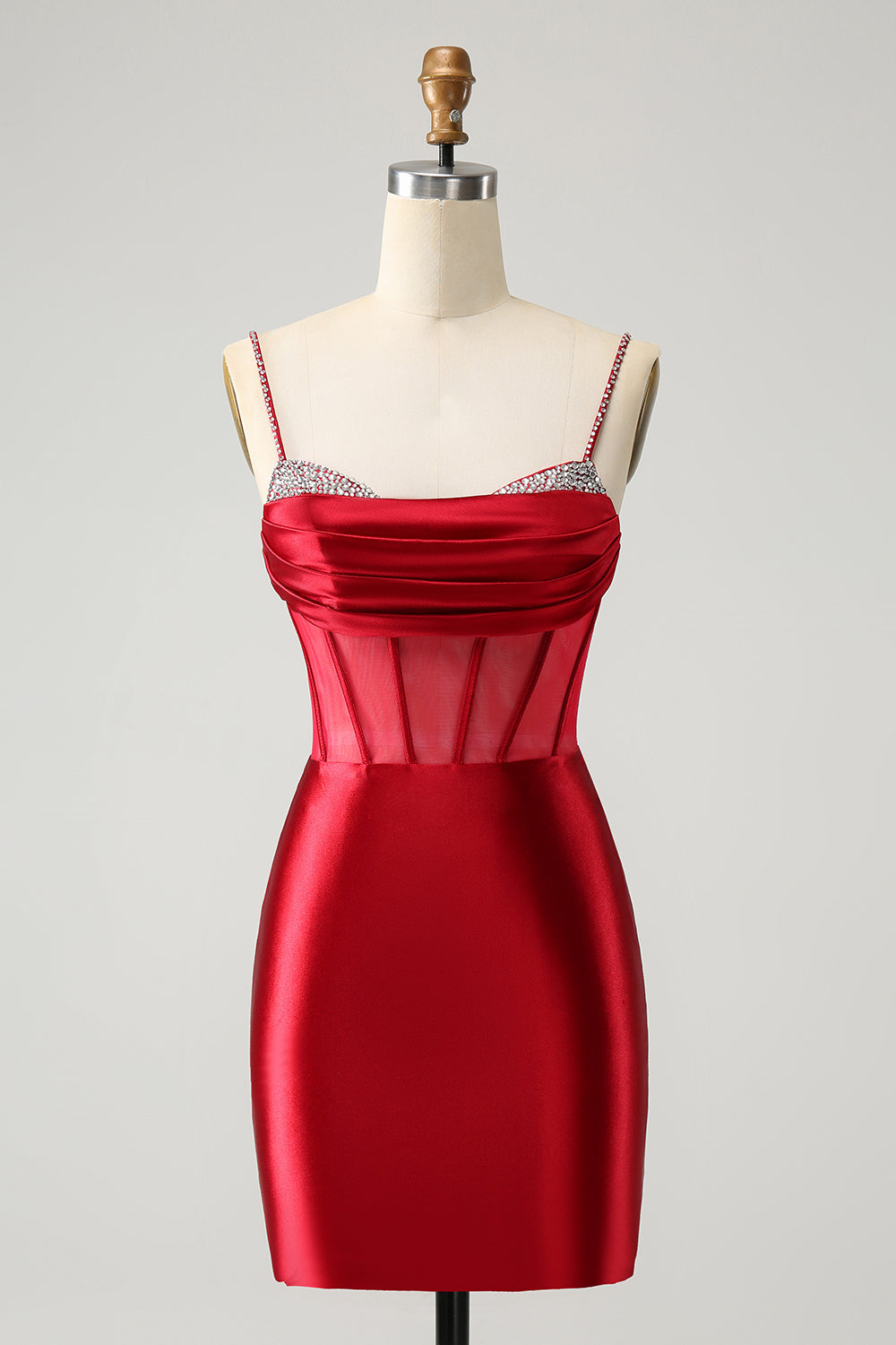 Chic Bodycon Pleated Corset Short Homecoming Dress with Beading Sexy