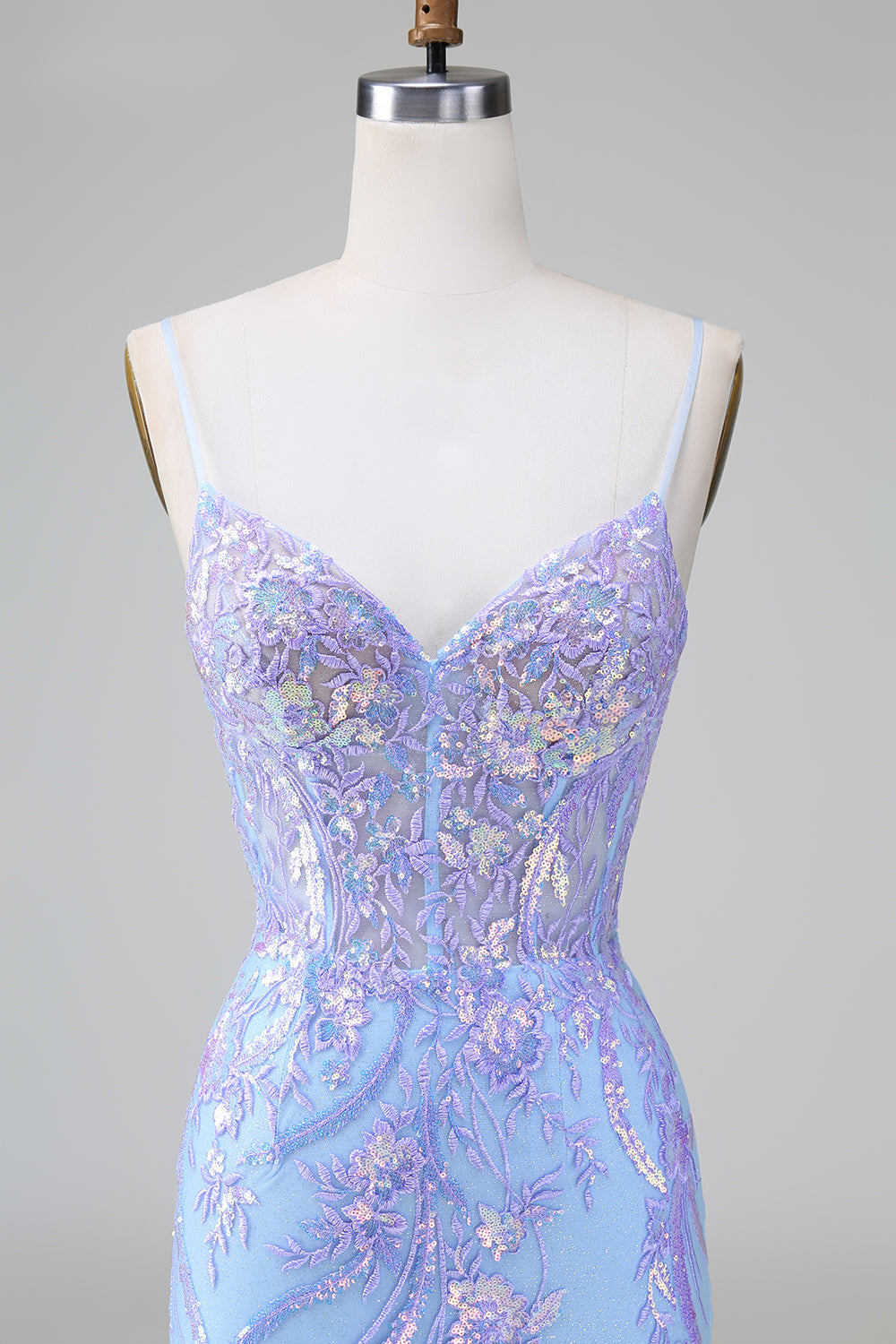 Sparkly Bodycon Spaghetti Straps Corset Short Homecoming Dress with Sequins Beautiful