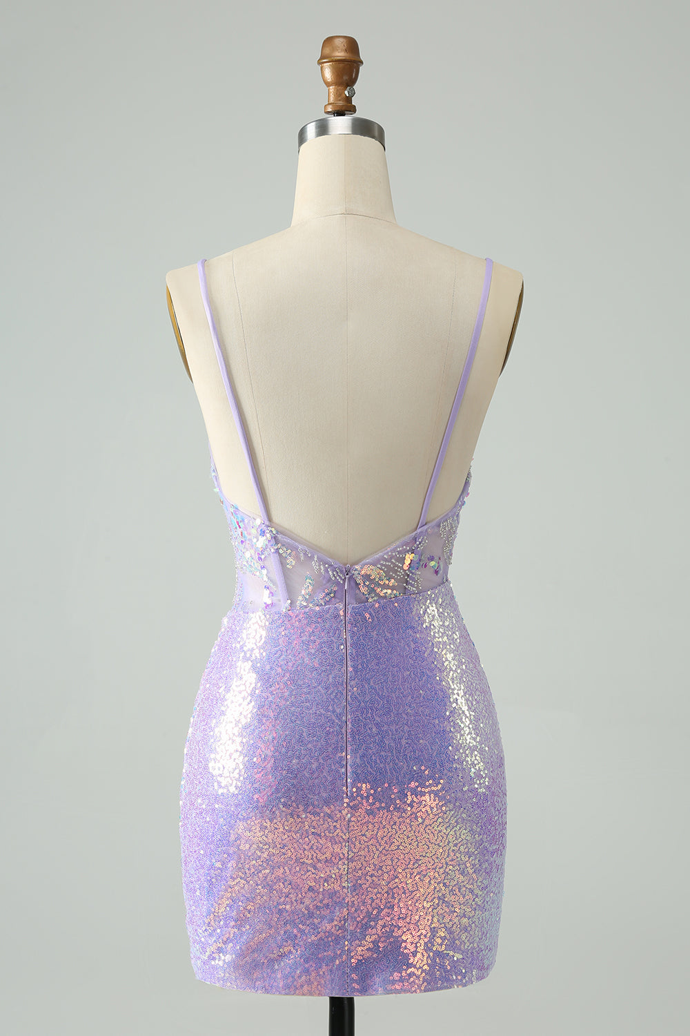 Glitter Tight Spaghetti Straps Corset Short Homecoming Dress with Sequins Sparkly