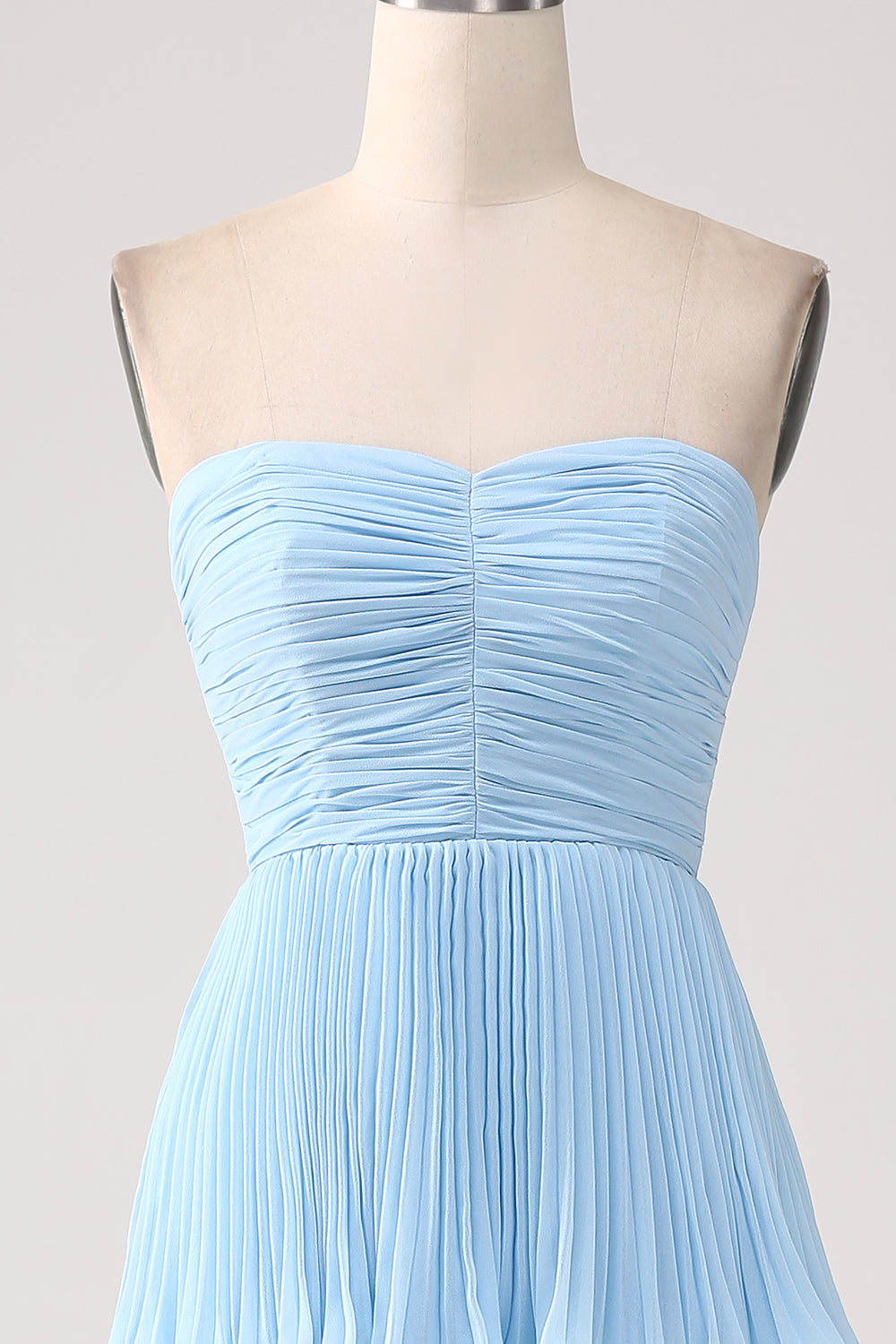 Sky Blue A-Line Sweetheart Tiered Floor Length Chiffon Bridesmaid Dress Lilac Off Shoulder