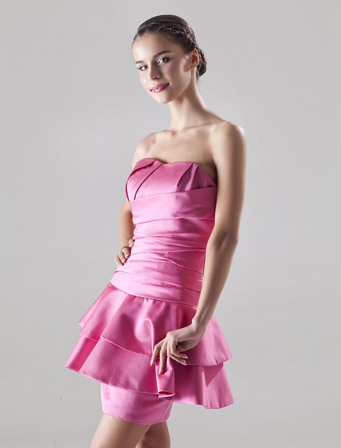 A-Line Strapless Prom Dress Short / Mini Sleeveless Sweetheart Satin Homecoming Dress