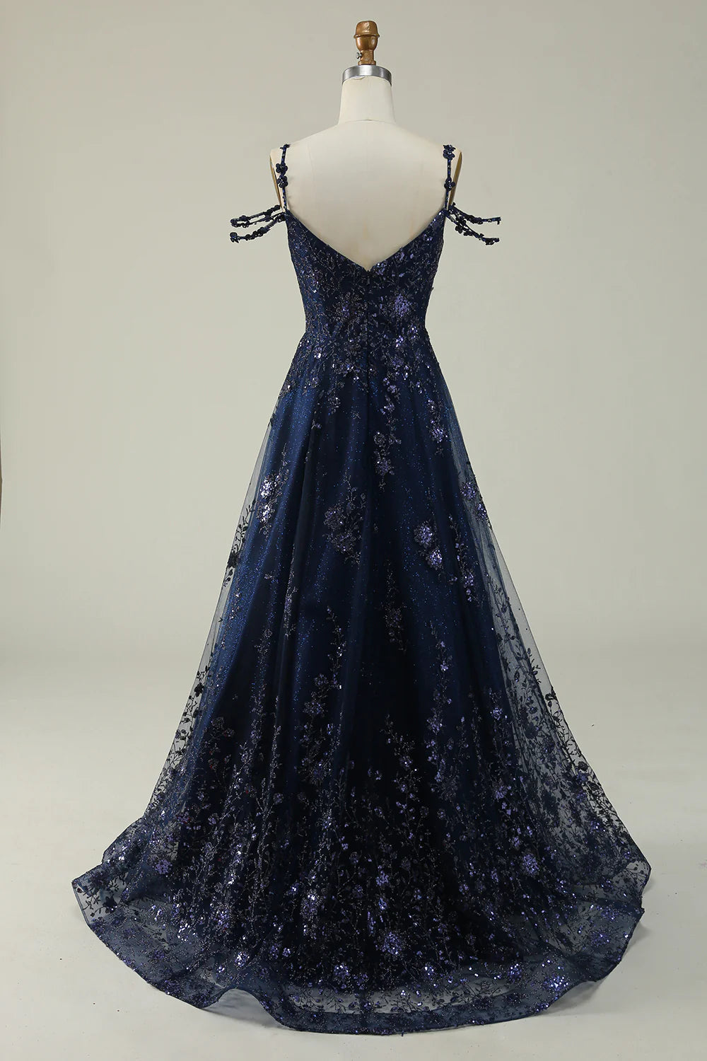 Sparkly Spaghetti Straps Sequins Ball Gown Dress Sexy Long