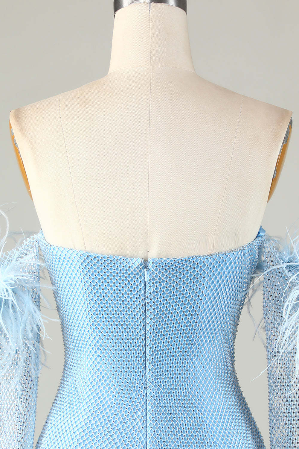 Blue Tight Beaded Short Homecoming Dress With Detachable Sleeves Off Shoulder