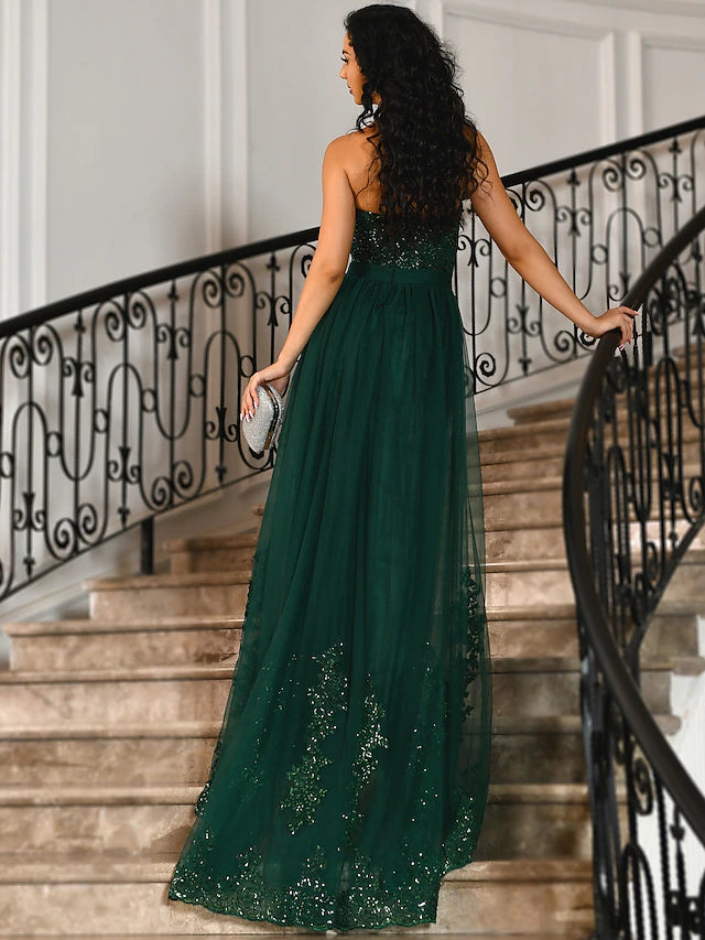 Mermaid / Trumpet Evening Gown Luxurious Dress Formal Floor Length Sleeveless Sweetheart Charmeuse with Embroidery