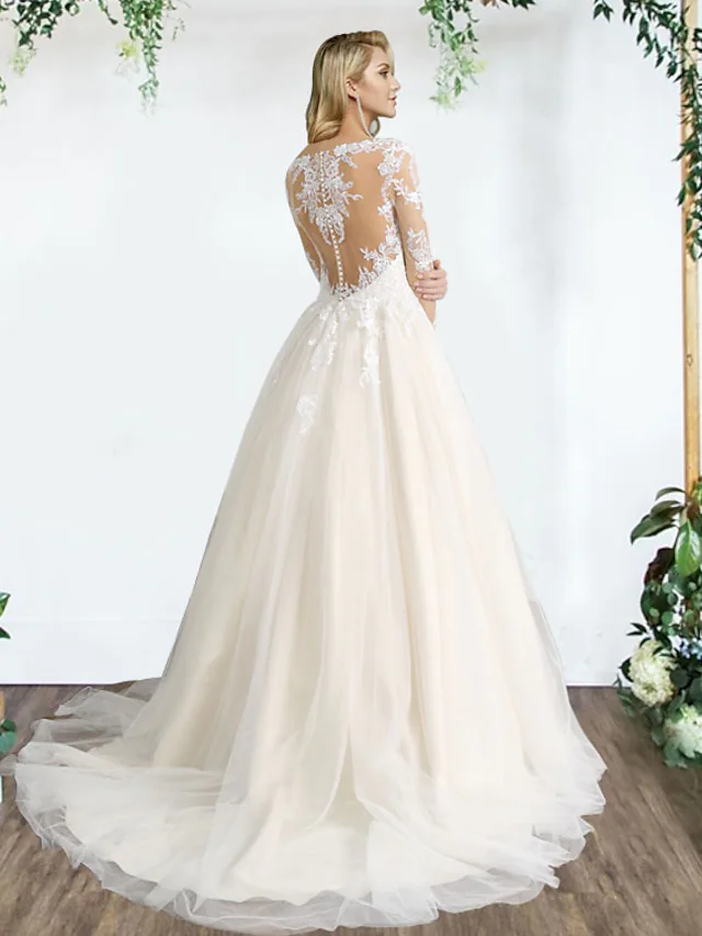 Princess A-Line Wedding Dresses Sweetheart Neckline Lace Tulle Sleeveless Country Formal Luxurious with Pleats