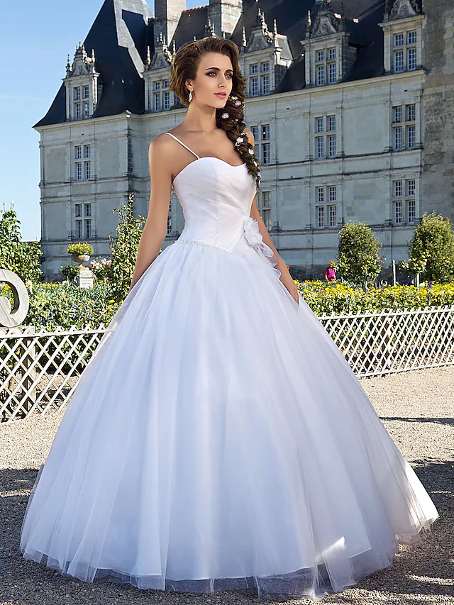 Ball Gown Wedding Dresses Sweetheart Neckline Floor Length Tulle Sleeveless Long