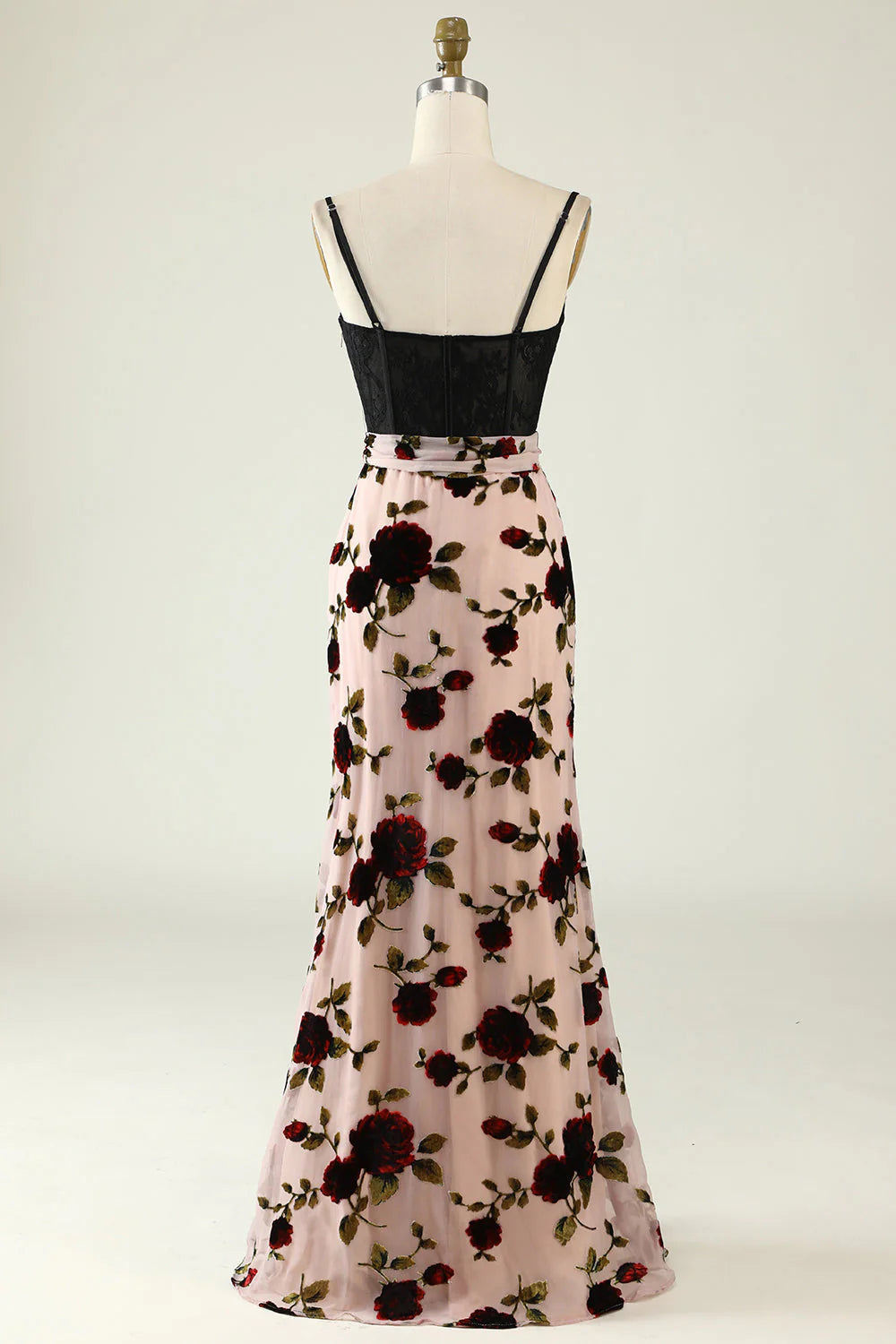 Spaghetti Straps Prom Dress with Slit Long With Flower
