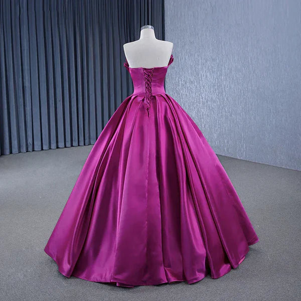 Novel A-line satin strapless dance dress for adult formal attire women's evening dress Quinceanera Dress