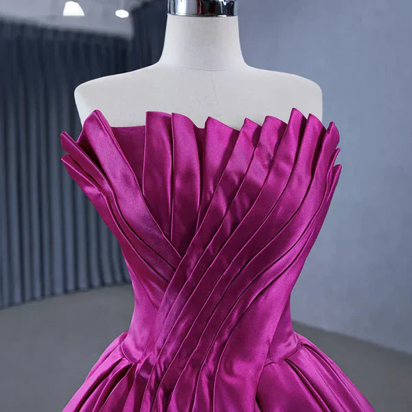 Novel A-line satin strapless dance dress for adult formal attire women's evening dress Quinceanera Dress