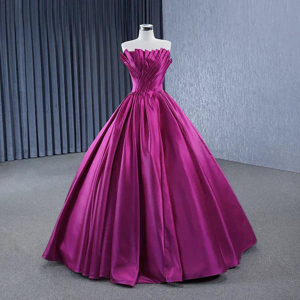 Novel A-line satin strapless dance dress for adult formal attire women's evening dress Quinceanera Dress