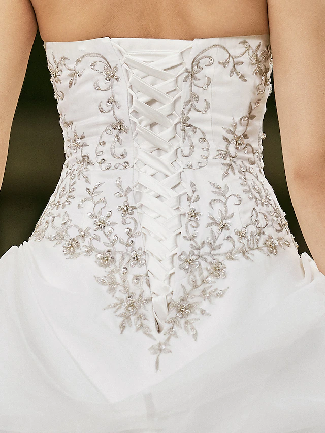 Ball Gown Wedding Dresses Strapless Court Train Organza Strapless Country Romantic Plus Size with Pick Up Skirt