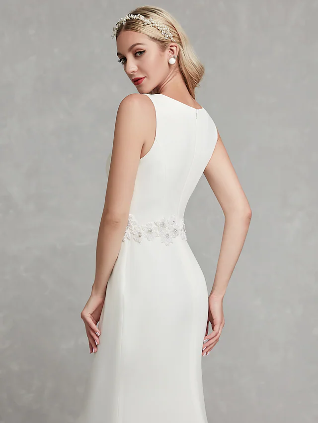 Wedding Dresses V Neck Satin Regular Straps Simple Plus Size with Appliques Long