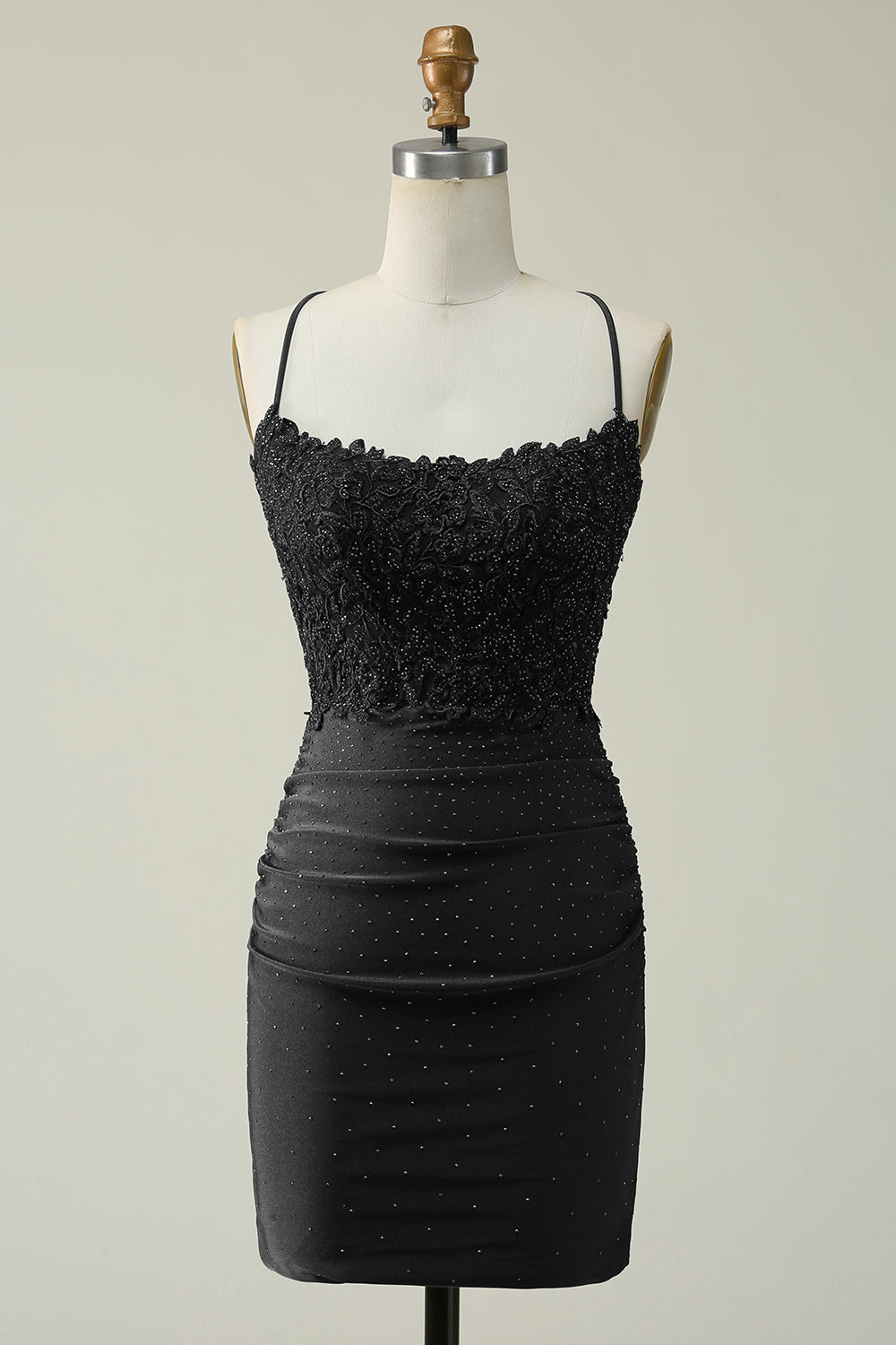 Sheath Spaghetti Straps Short Homecoming Dress with Appliques Sexy
