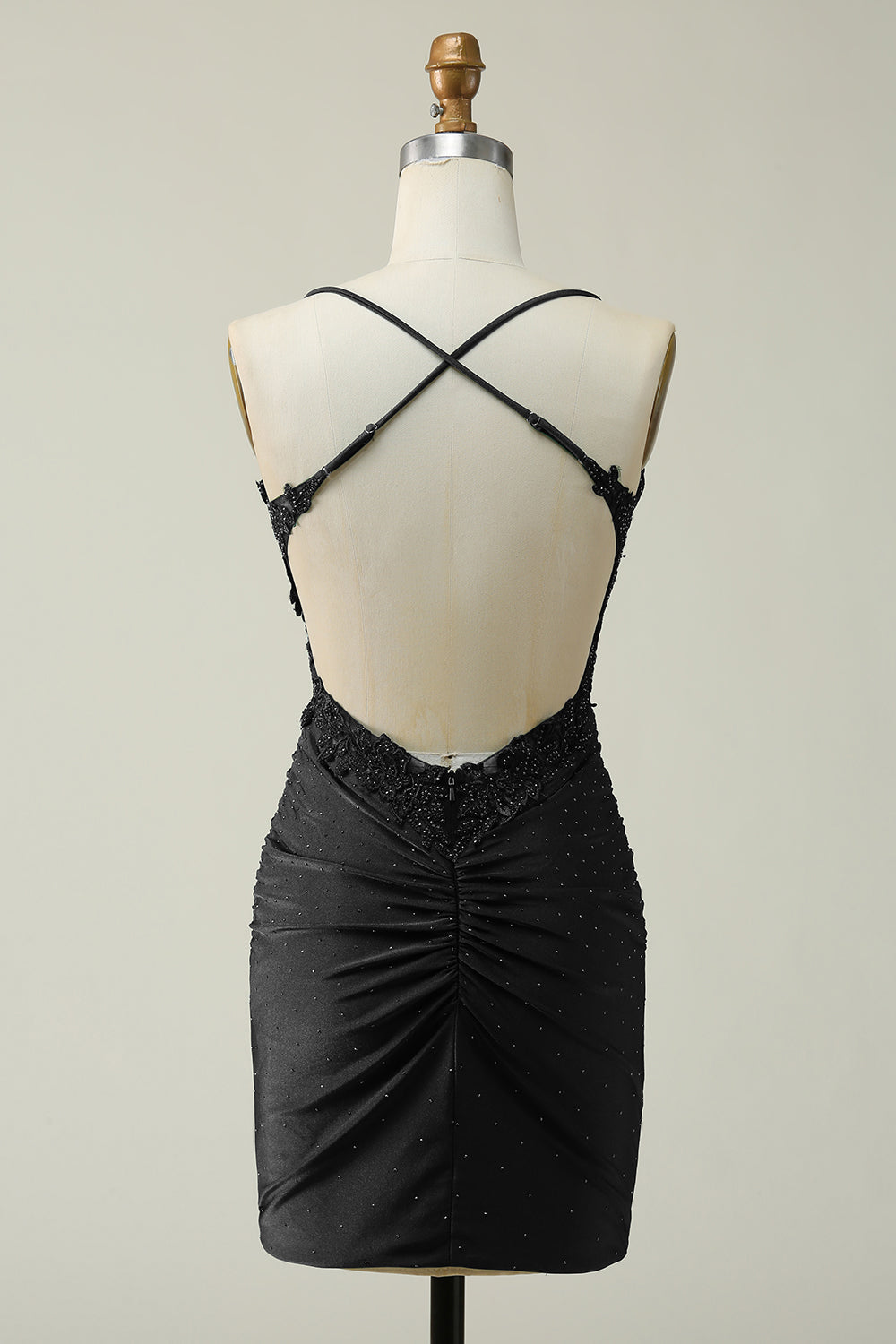 Sheath Spaghetti Straps Short Homecoming Dress with Appliques Sexy