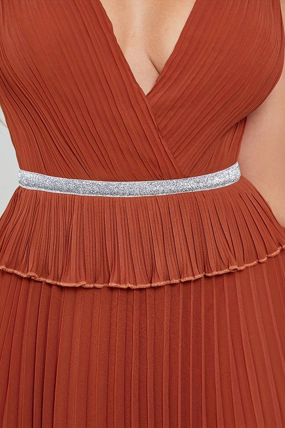 Brick Red Sheath V Neck Long Prom Dress Sexy Evening Dresses
