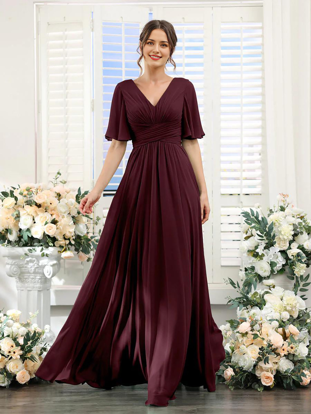 V Neck Sleeveless Split Formal Dress Cocktail Party Prom Long Wedding Guest Dresses For Women Trendy Bridesmaid Dresses