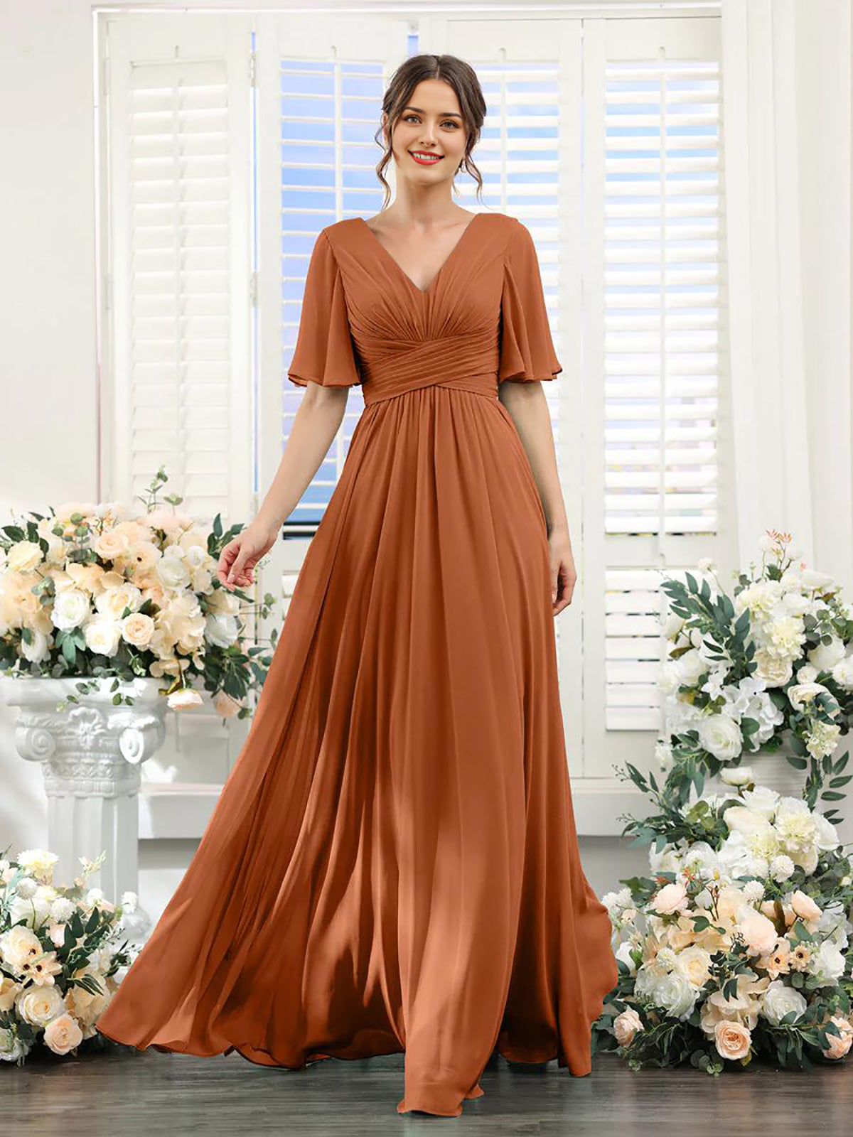 V Neck Sleeveless Split Formal Dress Cocktail Party Prom Long Wedding Guest Dresses For Women Trendy Bridesmaid Dresses