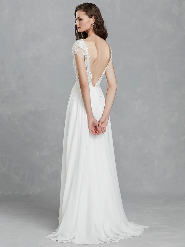 Long Wedding Dresses Bateau Neck Satin Long Sleeve Mordern Backless with Buttons