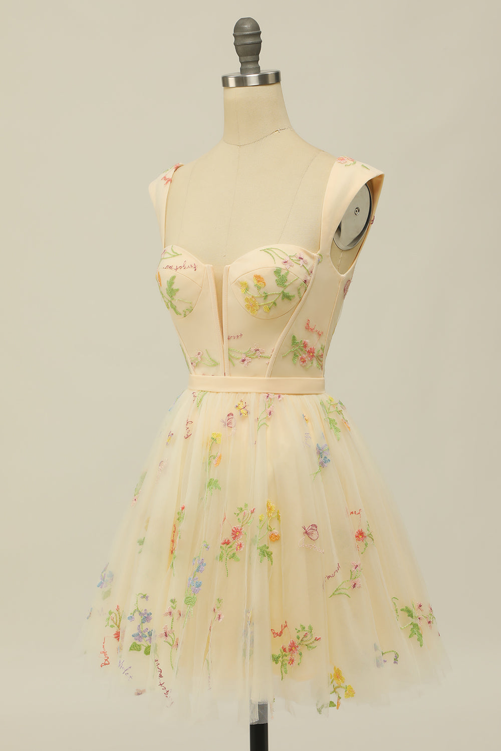 Cute Grey Blue A Line Sweetheart Short Homecoming Dress with Embroidery Beautiful