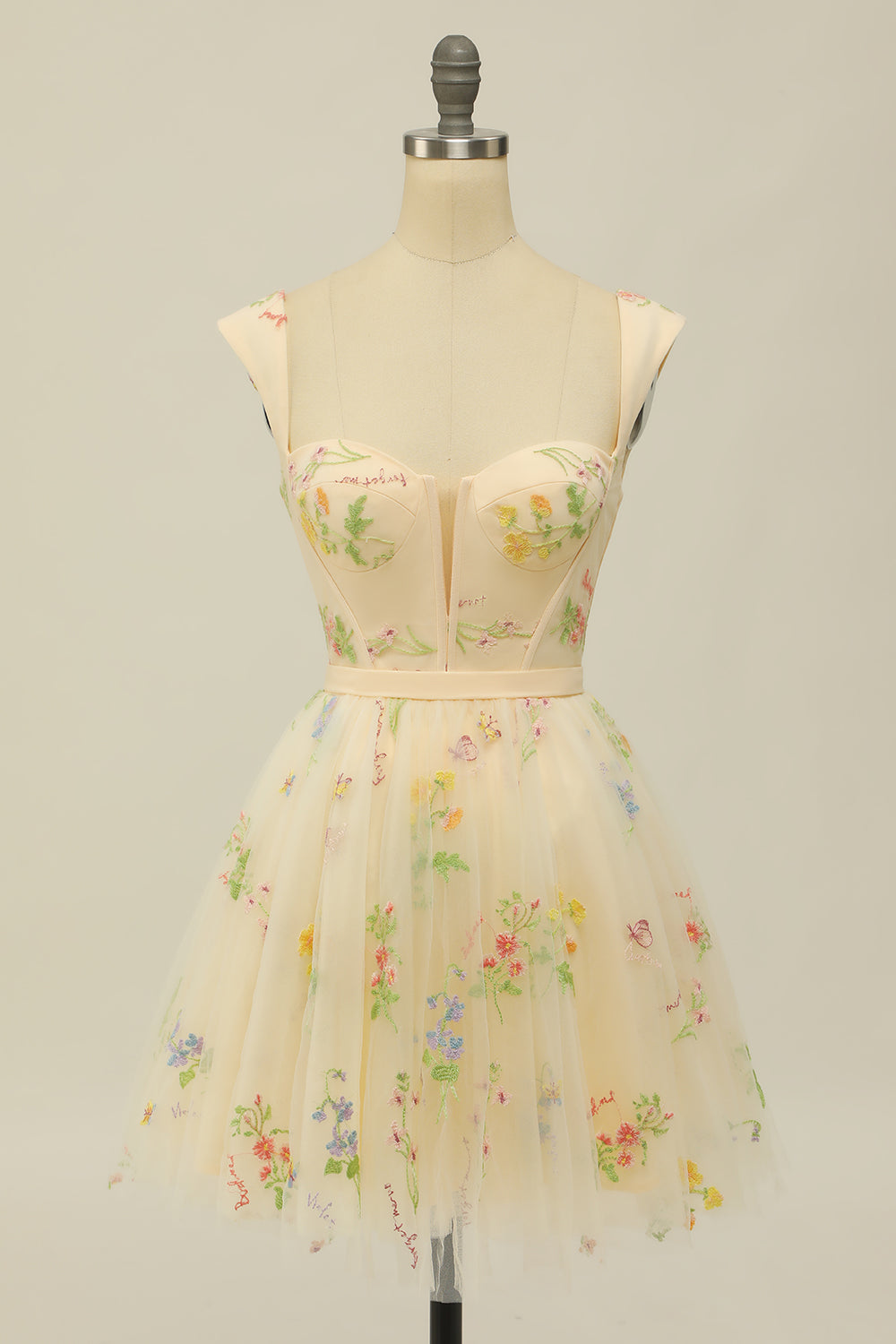 Cute Grey Blue A Line Sweetheart Short Homecoming Dress with Embroidery Beautiful