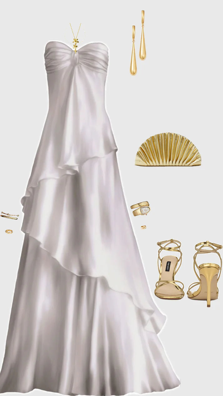 Charming A Line Sweetheart Strapless Ruffle Long Formal Prom Dress Elegant Evening Gown Pretty Wedding Guest Party Dress No With Accessories