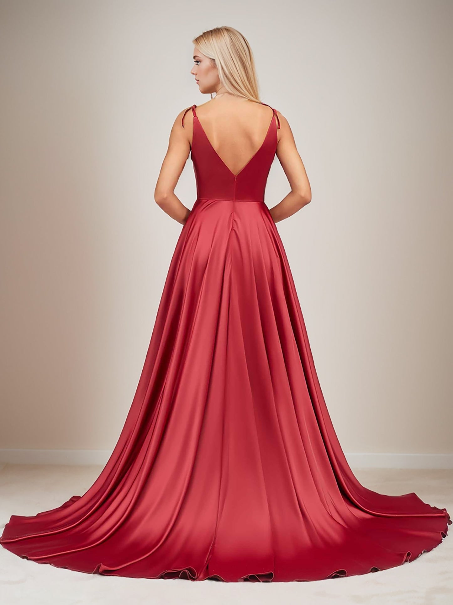 Elegant V Neck Sleeveless Split Bridesmaid Dresses Cocktail Party Prom Long Wedding Guest Dresses