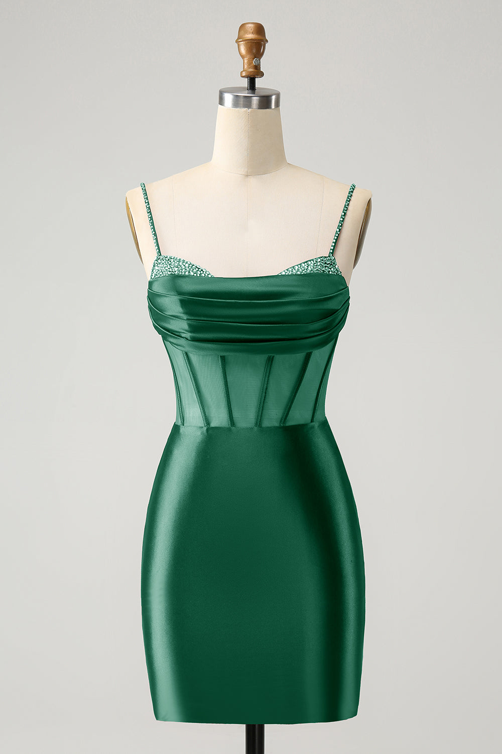 Chic Bodycon Pleated Corset Short Homecoming Dress with Beading Sexy