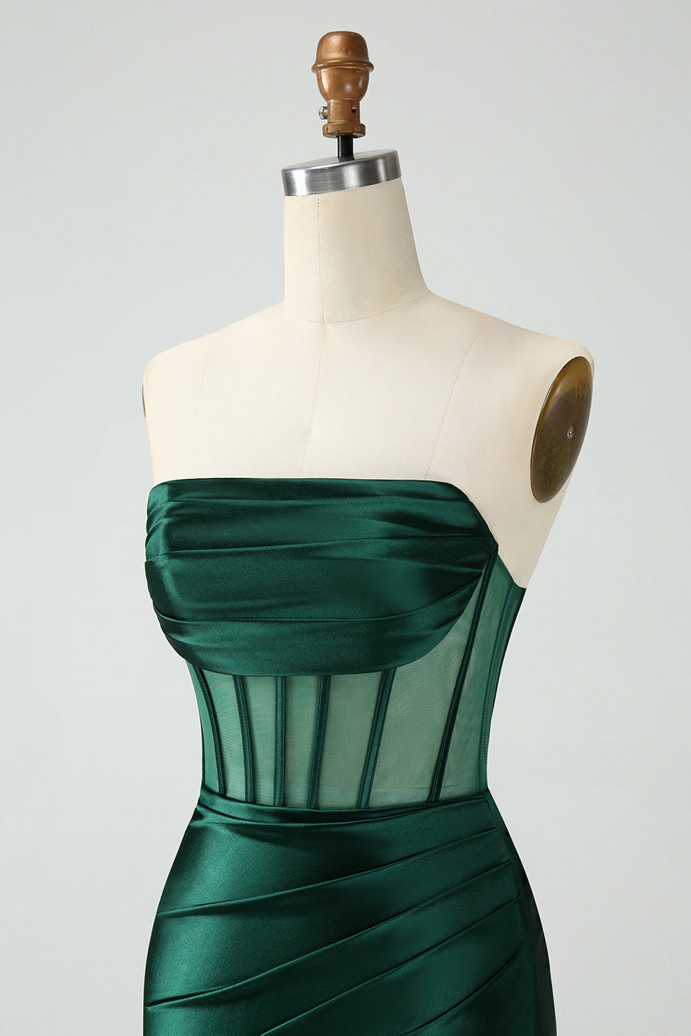 Dark Green Bodycon Strapless Corset Short Homecoming Dress Pure Color