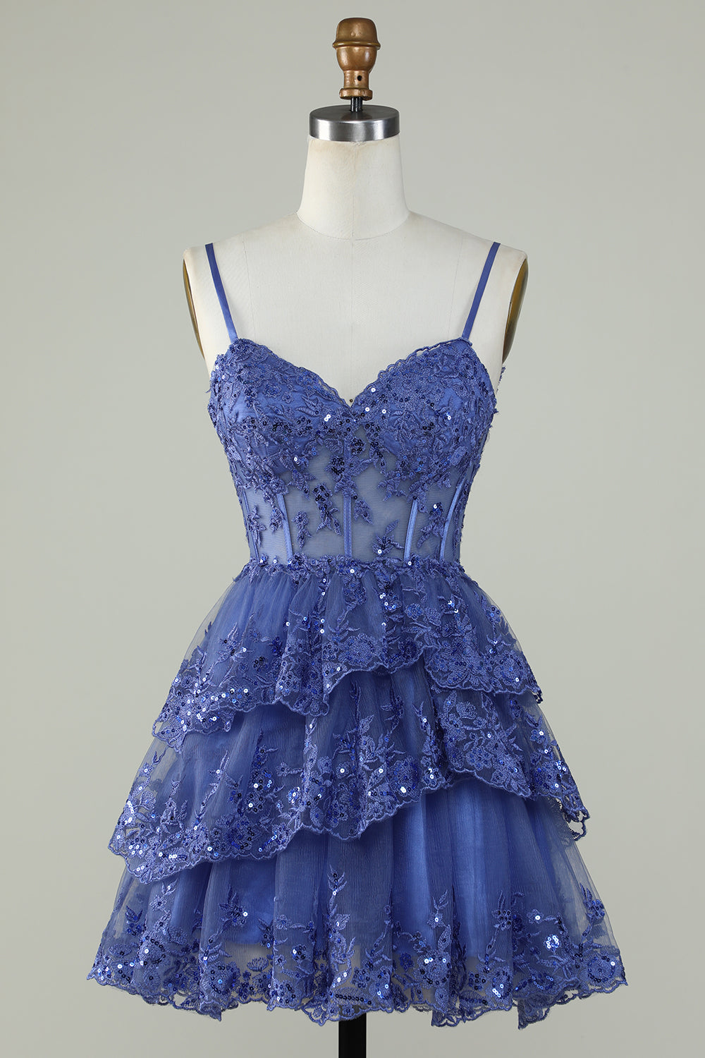 Cute Black A Line Sparkly Sequin Tiered Corset Short Homecoming Dress Beautiful