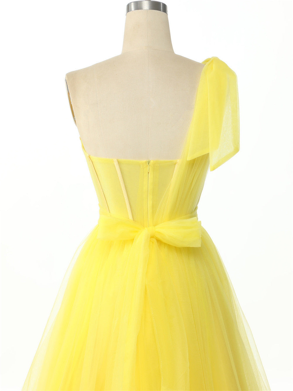Elegant One Shoulder Sweetheart Long Pleated Tulle Boned High Split Elegant Prom Dress Sexy Evening Dresses