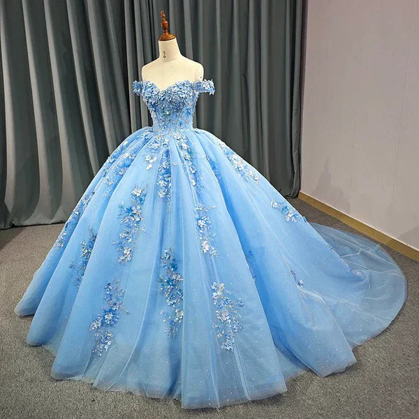 Adult Dress Elegant Sweetheart Off Shoulder Sticker Ball Dress Beautiful