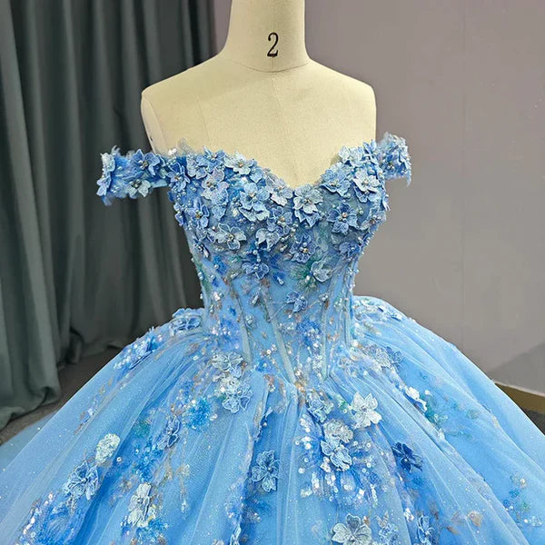 Adult Dress Elegant Sweetheart Off Shoulder Sticker Ball Dress Beautiful