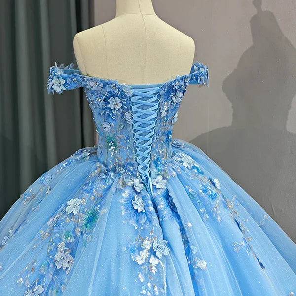 Adult Dress Elegant Sweetheart Off Shoulder Sticker Ball Dress Beautiful