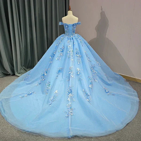 Adult Dress Elegant Sweetheart Off Shoulder Sticker Ball Dress Beautiful