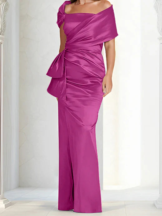 Tight fitting/column off shoulder to ground length mother of the bride dresses Evening Dresses