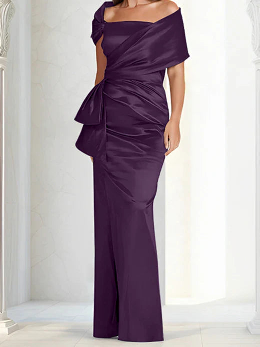 Tight fitting/column off shoulder to ground length mother of the bride dresses Evening Dresses
