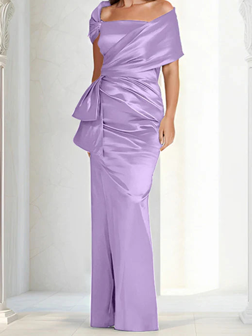 Tight fitting/column off shoulder to ground length mother of the bride dresses Evening Dresses