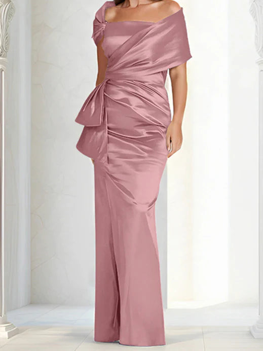 Tight fitting/column off shoulder to ground length mother of the bride dresses Evening Dresses