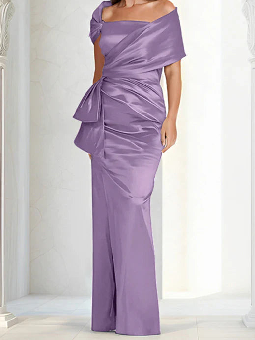 Tight fitting/column off shoulder to ground length mother of the bride dresses Evening Dresses