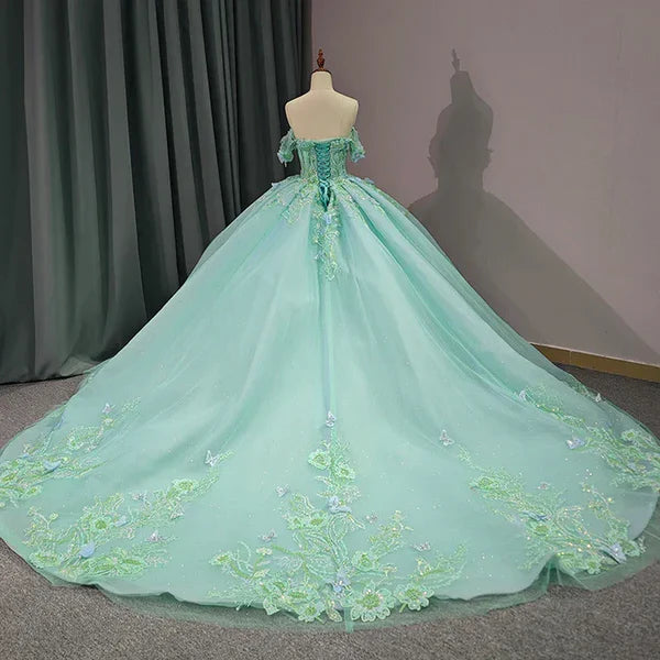 Adult Gift Dress Exquisite Princess Ball Dress Cover Sleeves Adult Gift Dress with 3D Stickers Beautiful