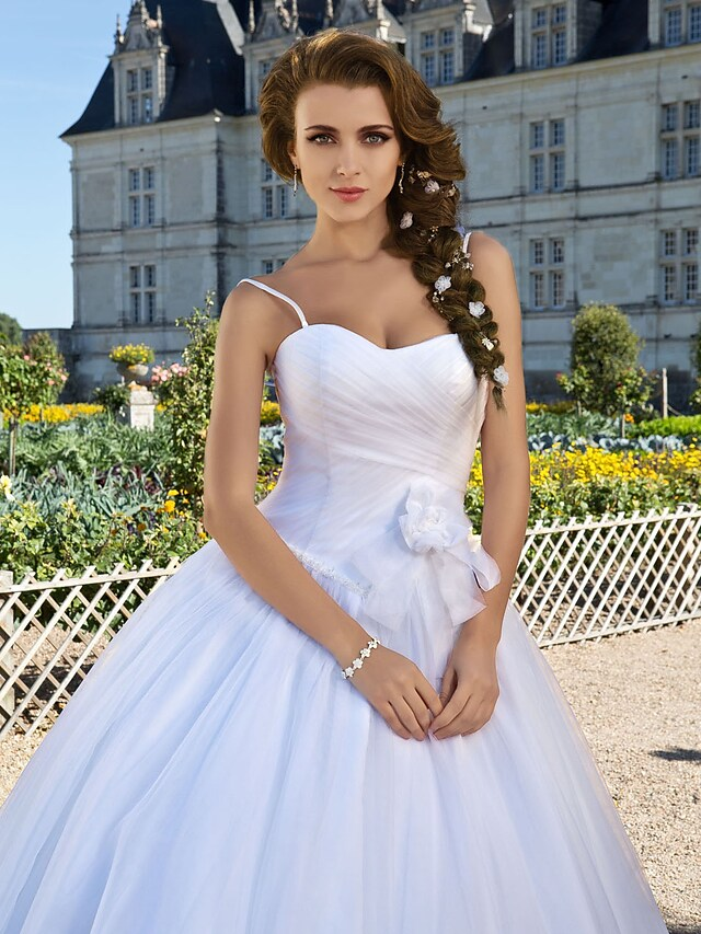 Ball Gown Wedding Dresses Sweetheart Neckline Floor Length Tulle Sleeveless Long